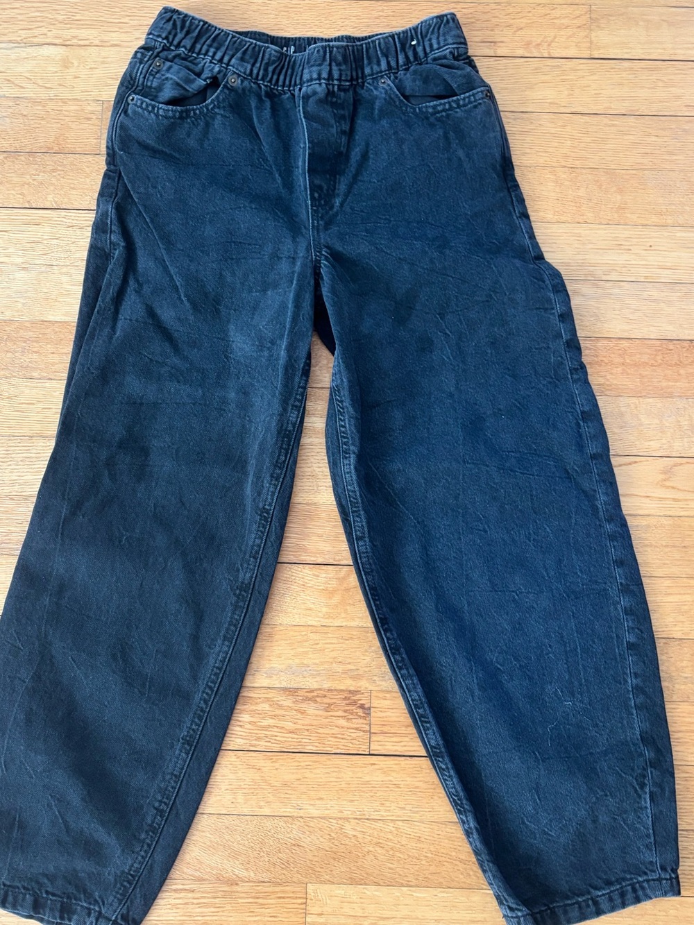 Like New Boys GAP Barrel Jeans size XL 10-12 Charcoal Black Elastic-Waist